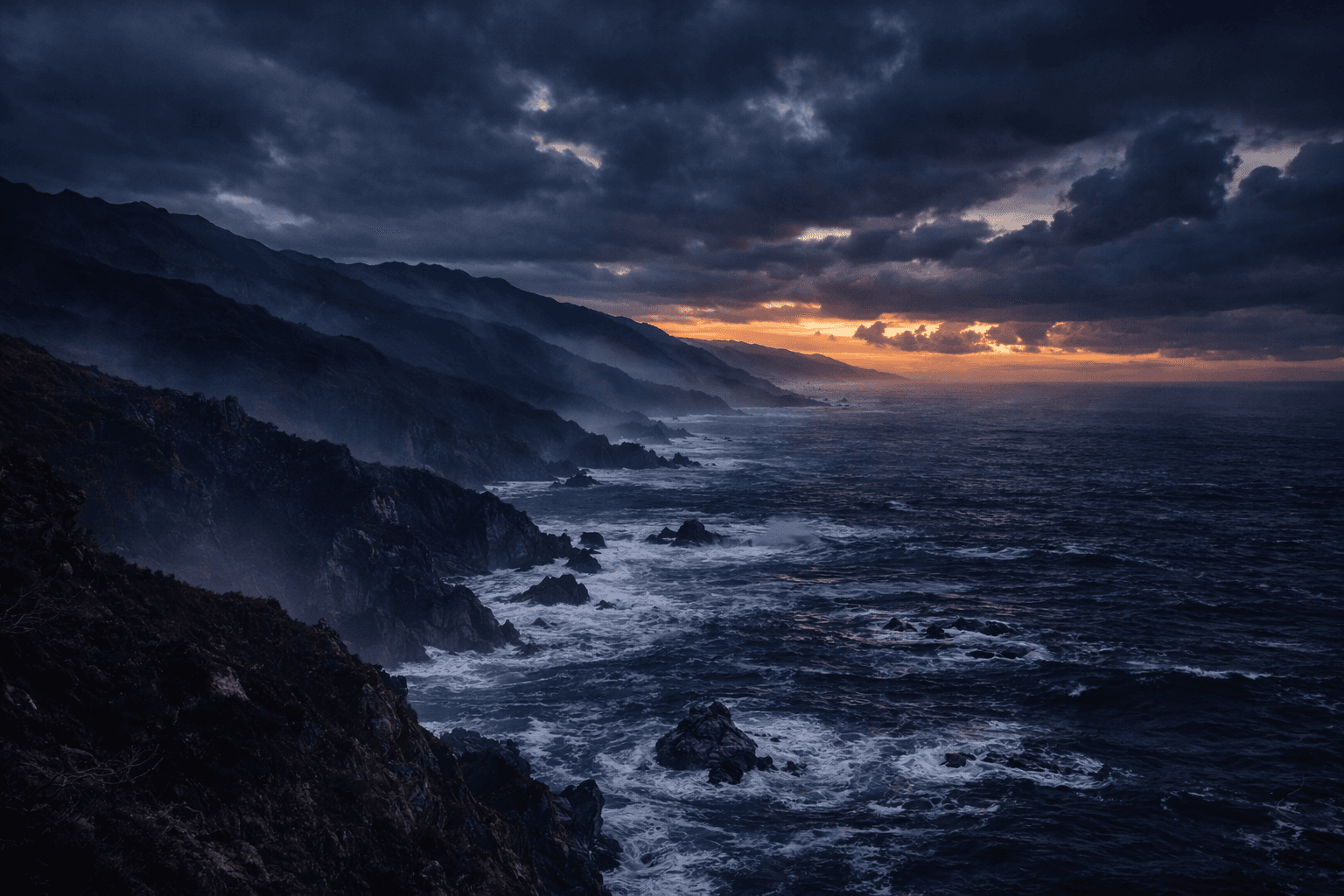 The Big Sur coast — severe elemental landscape.